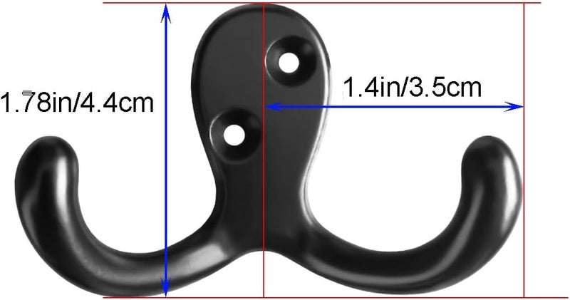 MsBong Coat Hooks Hardware, 10Pcs Wall Hooks Heavy Duty Hooks for Hanging Coats No Rust Double Robe Hook Wall Mounted for Key Towel Bags Cup Hat (Black) - Image 2